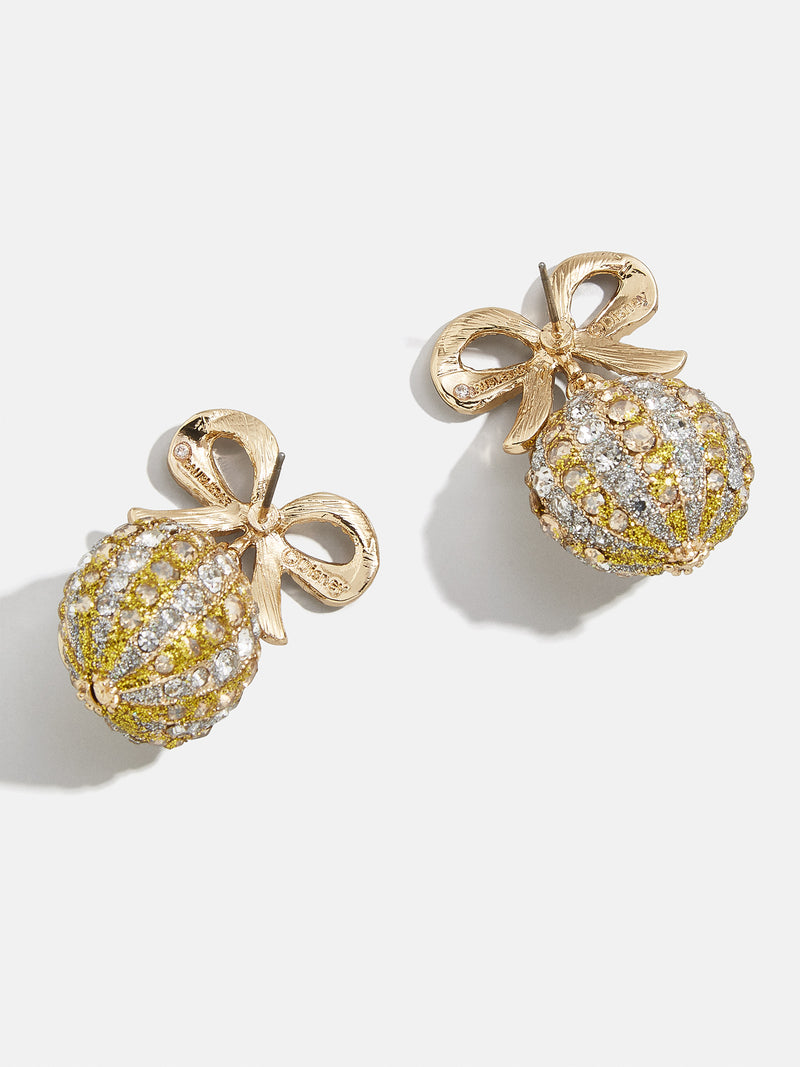 BaubleBar Mickey Mouse Disney Pavé Ornament Earrings - Clear/Gold - Limited Time: 50% off Select Holiday Styles