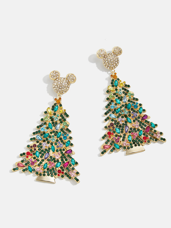 Mickey Mouse Disney Christmas Tree Earrings - Green
