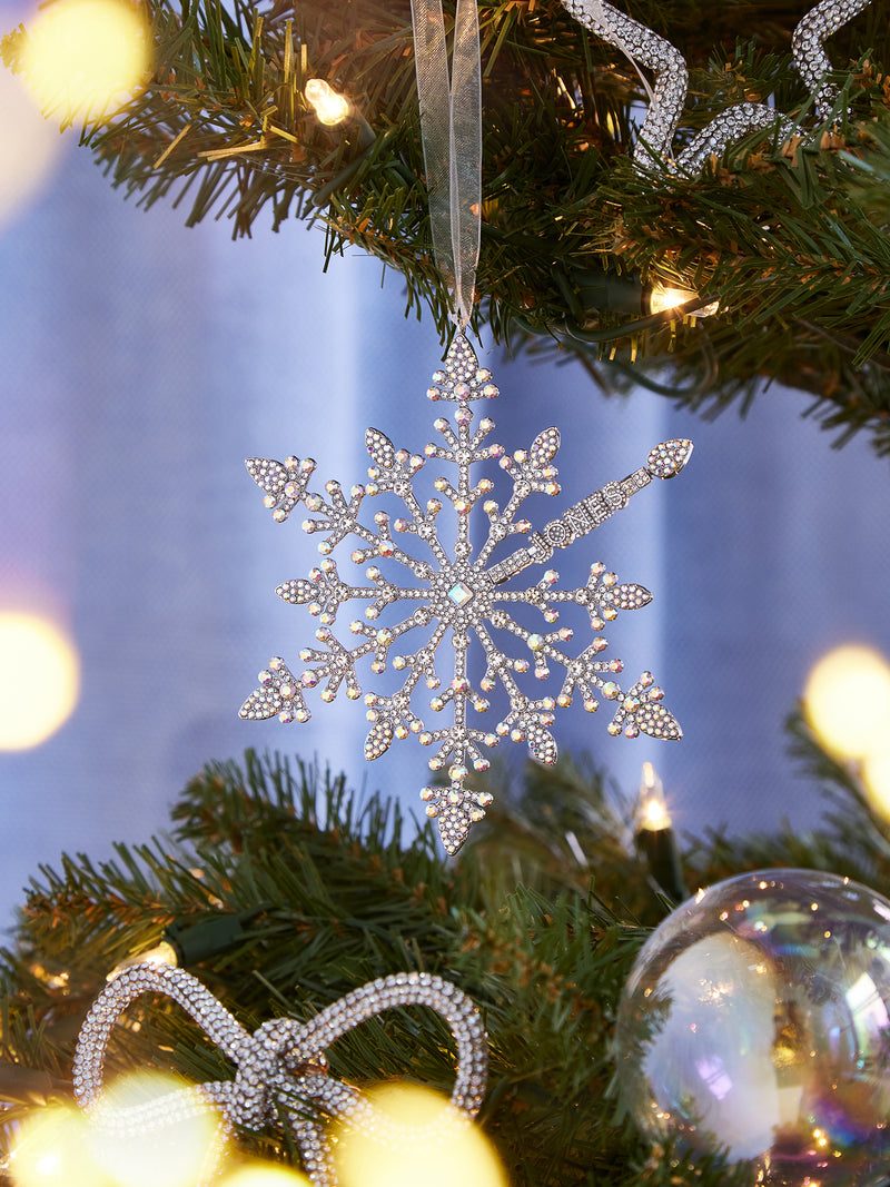 Decorative Snowflake Christmas Tree Print Ribbon - Printed