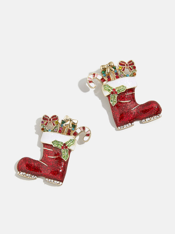 Santa's Boots Earrings - Red