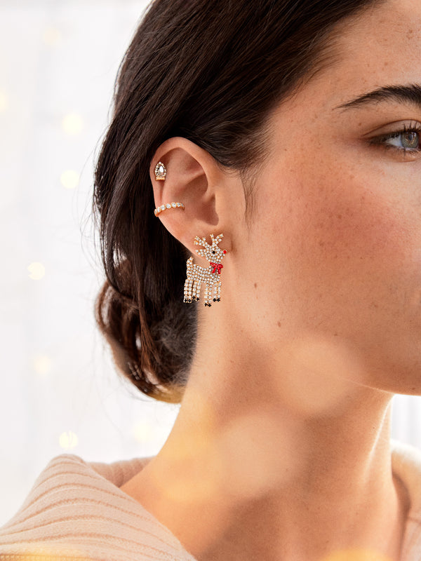 On Dasher Earrings - Clear/Gold