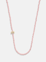 BaubleBar E - 
    Asymmetrical beaded initial necklace
  
