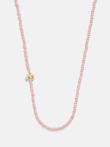 BaubleBar E - Asymmetrical beaded initial necklace