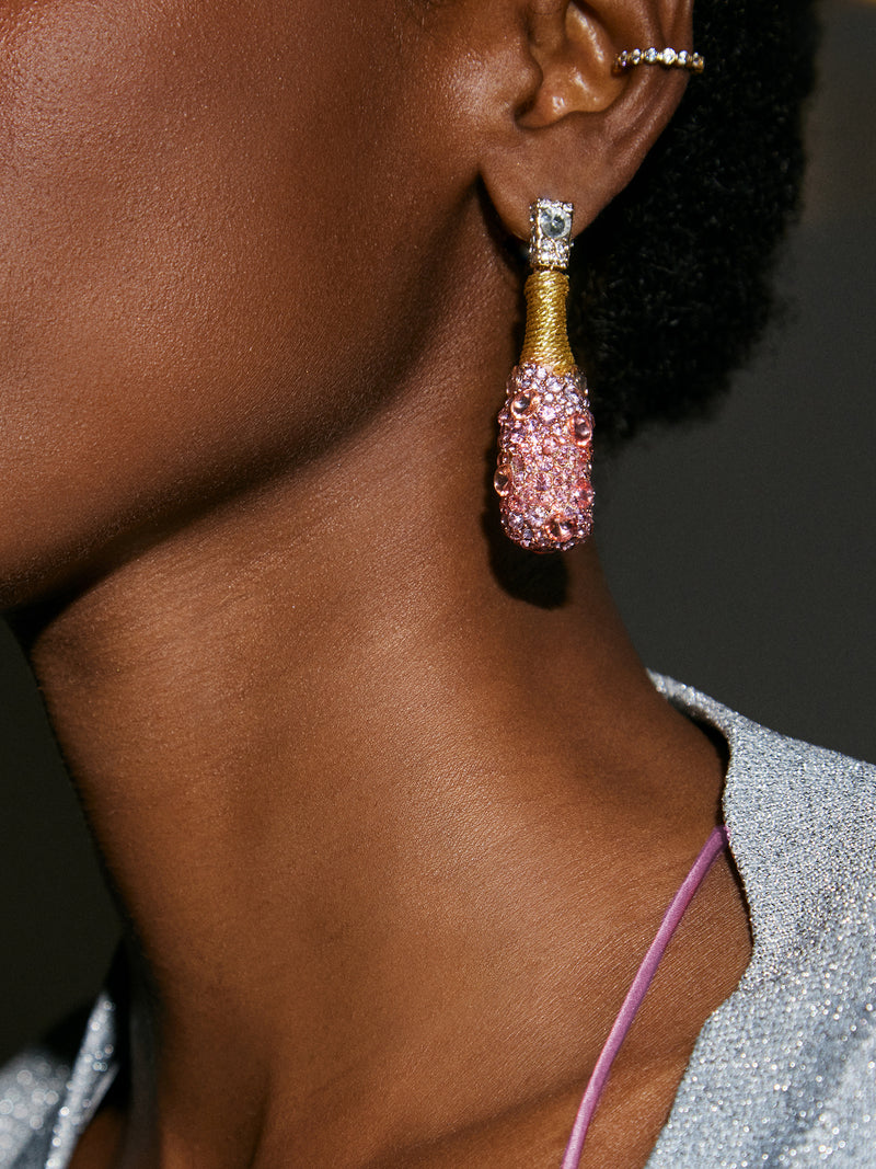 BaubleBar Think Pink Earrings - Rosé Bottle - Rosé statement earrings