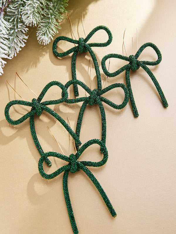 That's A Wrap Ornament Bow Set - Green