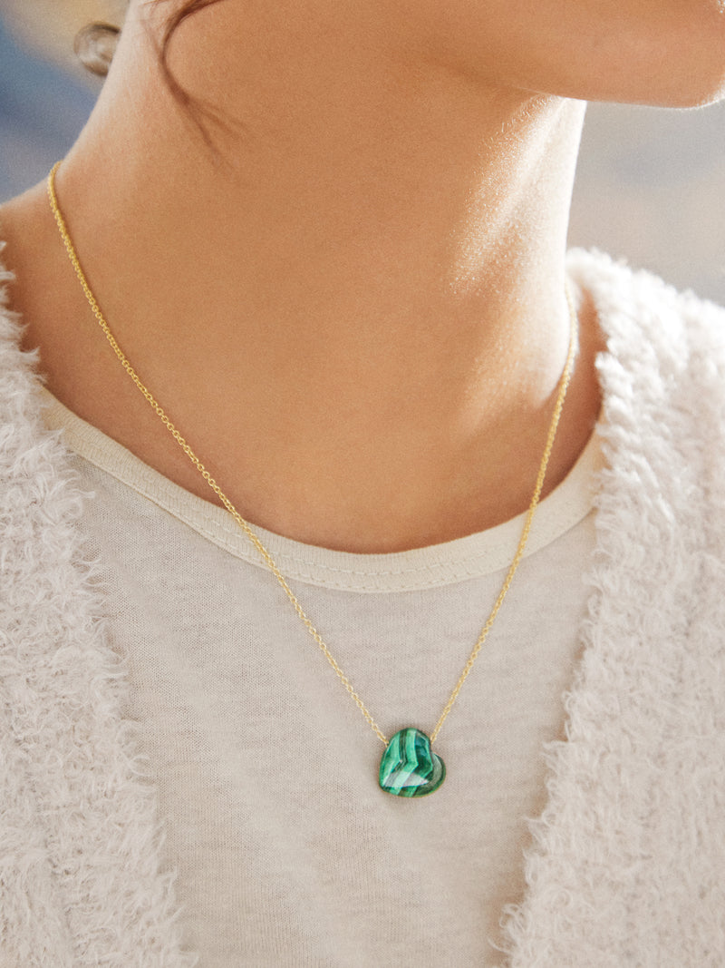 BaubleBar Juno Malachite Necklace - Malachite Stone - 
    Malachite heart pendant necklace
  
