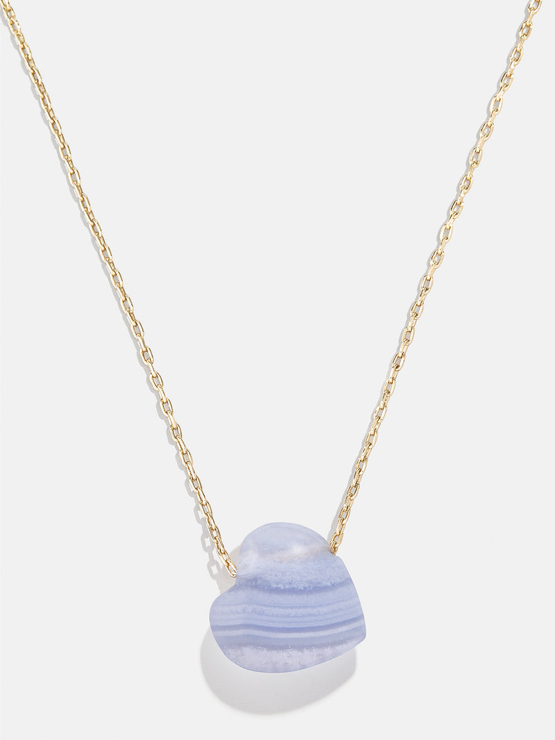 BaubleBar Juno Blue Lace Agate Necklace - Blue Lace Agate Stone - 
    Blue Lace heart pendant necklace
  
