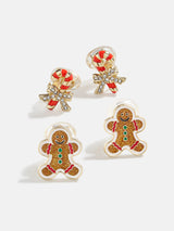BaubleBar Candy Cane Lane Kids' Earring Set - Brown - Kids' holiday earring set