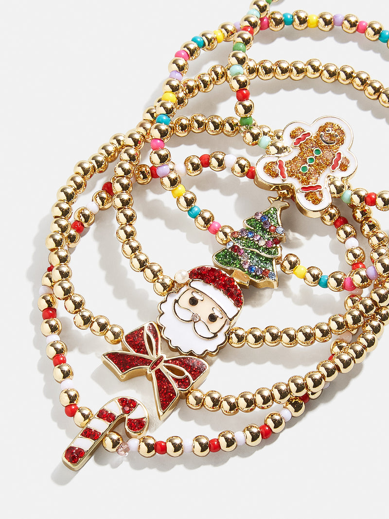 BaubleBar Merry & Bright Kids' Pisa Bracelet Set - Green/Red - Kids' holiday bracelet set