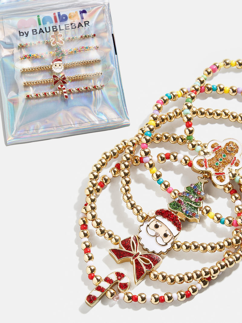 BaubleBar Merry & Bright Kids' Pisa Bracelet Set - Green/Red - Kids' holiday bracelet set