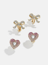 BaubleBar Noelle Kids' Clip-On Earring Set - Pink - Kids' clip on earrings set