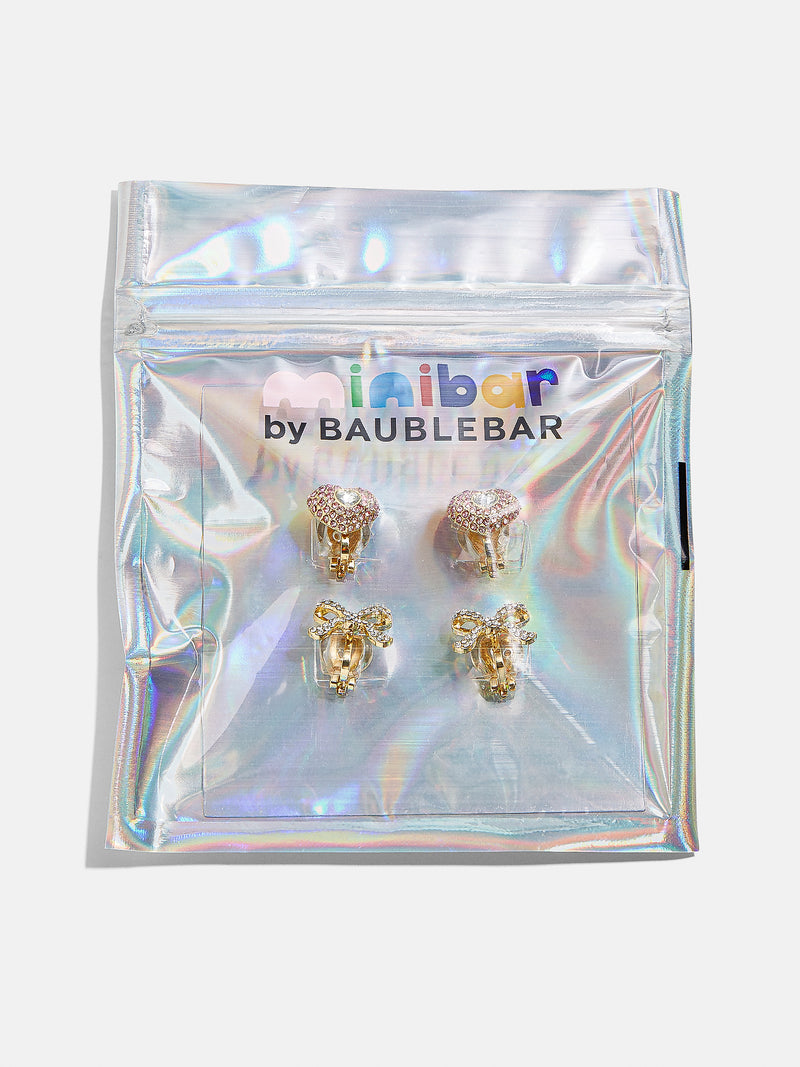 BaubleBar Noelle Kids' Clip-On Earring Set - Pink - 
    Kids' holiday earring set
  
