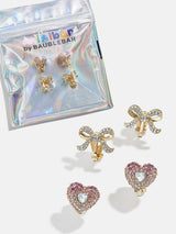 BaubleBar Noelle Kids' Clip-On Earring Set - Pink - Kids' clip on earrings set