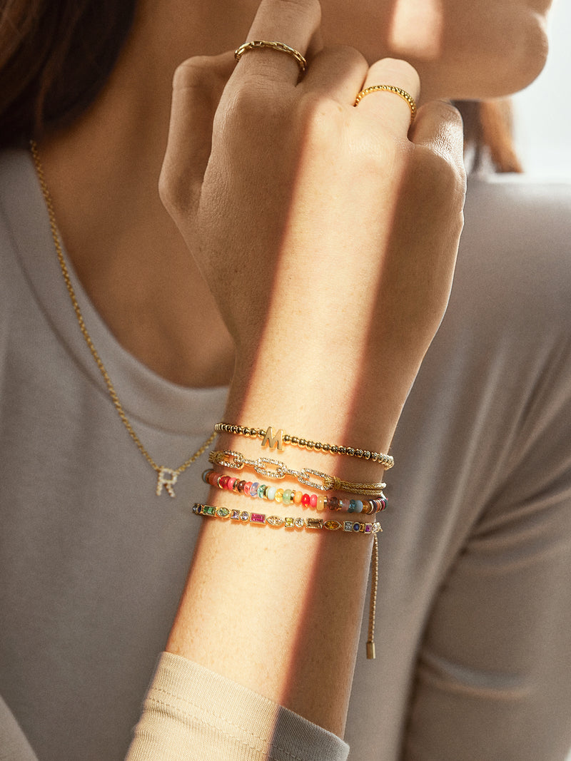 BaubleBar Dark Multi - 
    Beaded stretch bracelet with semi-precious stones
  
