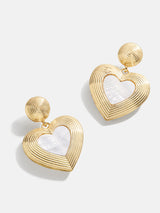 BaubleBar Haley Earrings - Gold Ribbed Heart - 
    Gold heart drop statement earrings
  
