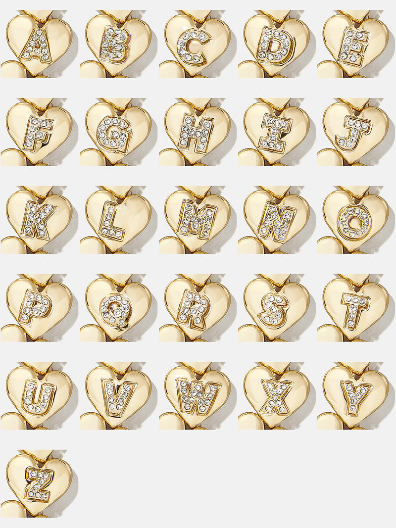 BaubleBar Caroline Initial Bracelet - Clear/Gold - 
    Heart stretch bracelet
  
