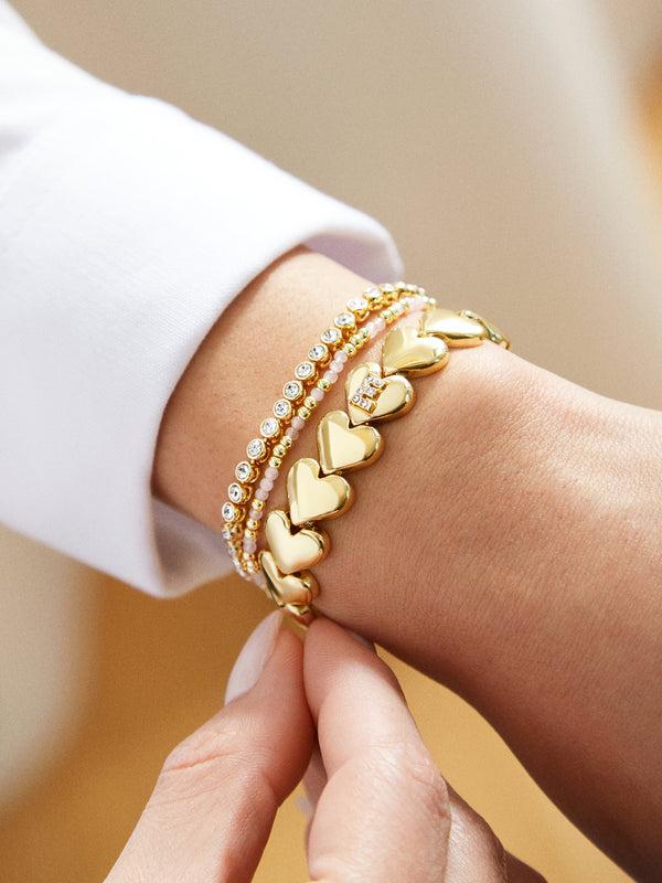 Caroline Initial Bracelet - Clear/Gold