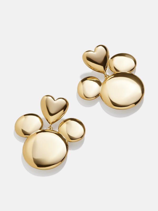 Mickey Mouse Disney Gold Heart Earrings - Gold