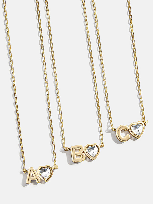 Fiona Initial Necklace - Clear/Gold