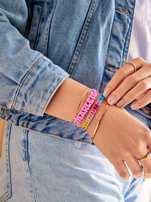 Say It All Custom Slider Bracelet - Hot Pink