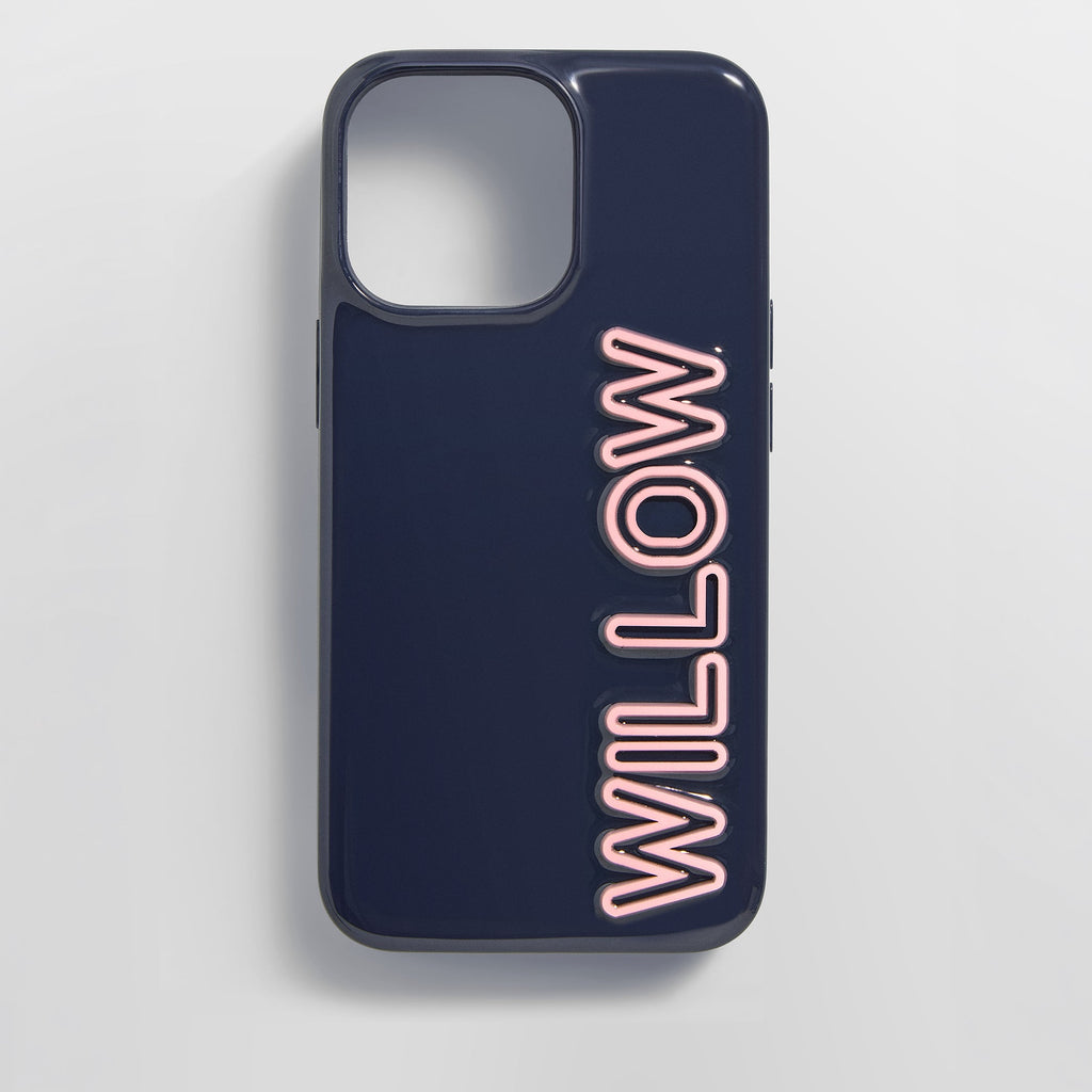 Fine Line Custom iPhone Case Navy Blush
