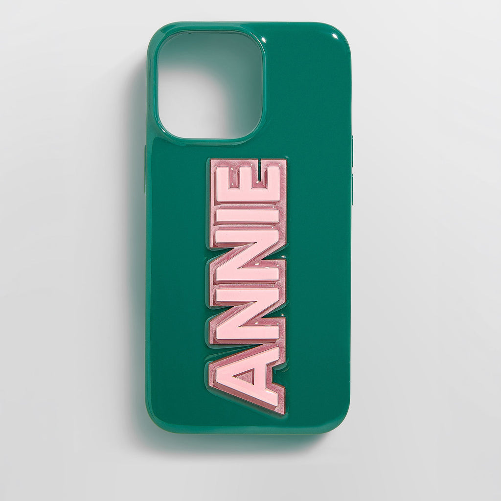 Block Font Custom iPhone Case Green Light