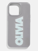 BaubleBar Block Font Custom IPhone Case - Gray/Light Blue - Customizable phone case