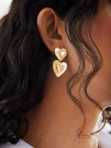 BaubleBar Vanessa Earrings - Gold and Shell Heart - 
    Heart statement earrings
  
