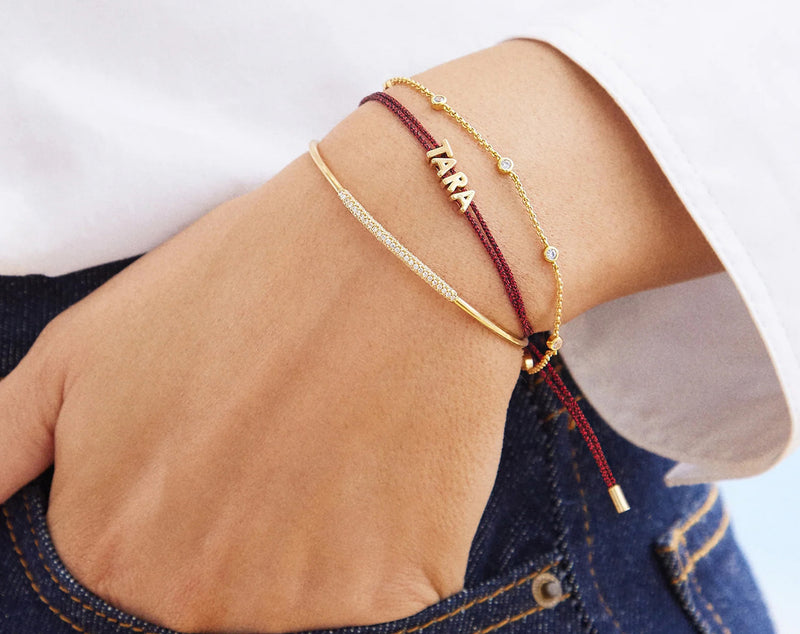 BaubleBar Custom Cord Bracelet - Metallic Red - 
    Custom nameplate bracelet
  
