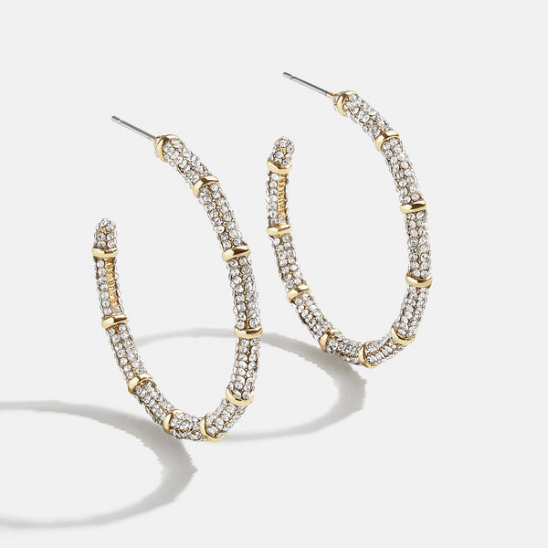 Clarissa Earrings - Gold/Pavé – Gold pavé hoop earrings