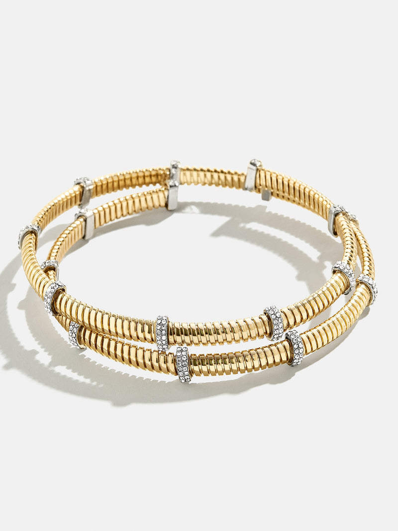 BaubleBar Eve Cuff Bracelet - Gold/Pavé - 
    Gold pavé coil bracelet
  
