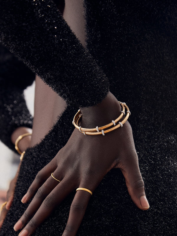 Eve Cuff Bracelet - Clear/Gold