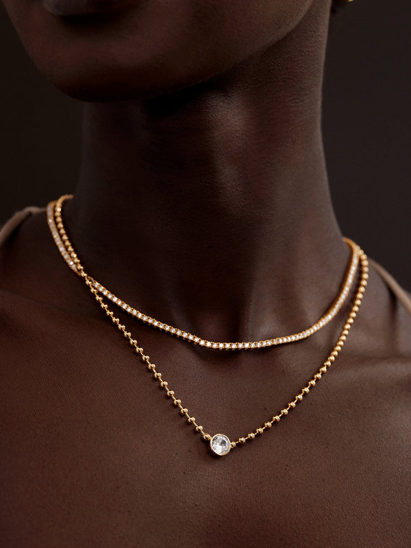 Kaycee Necklace - Clear/Gold