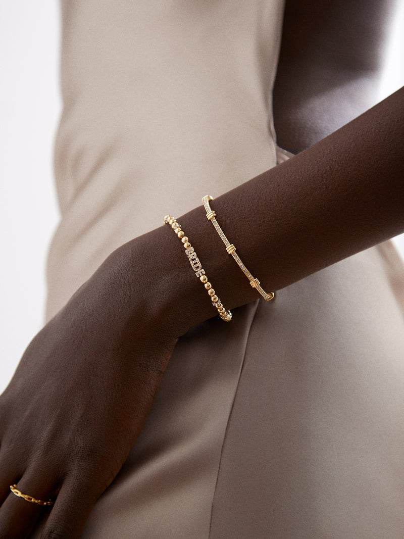BaubleBar Pavé Bride Pisa Bracelet - Gold/Pavé - 
    Gold pavé beaded bridal stretch bracelet
  
