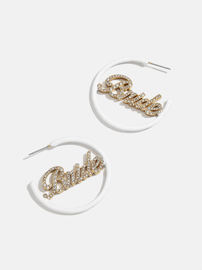 BaubleBar Wife of the Party Earrings - White/Gold - 
    Pavé bridal statement hoops
  
