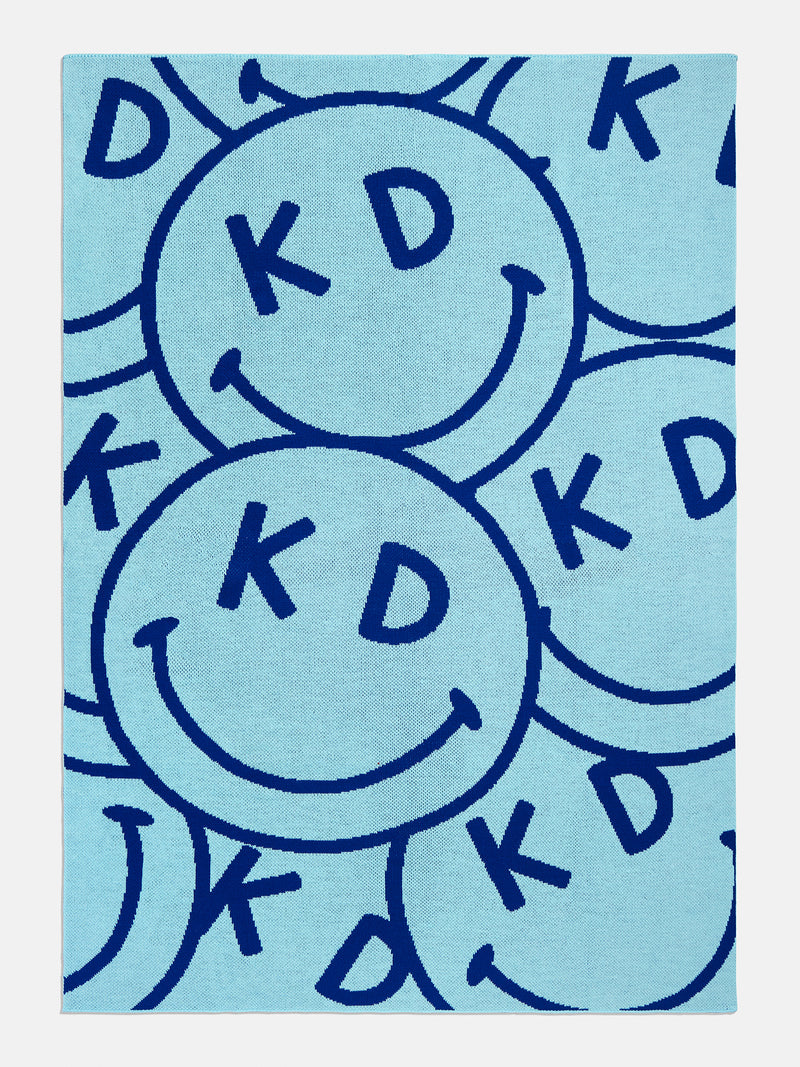 BaubleBar Show Me A Smile Custom Blanket - Light Blue / Dark Blue - Get Gifting: Enjoy 20% Off​