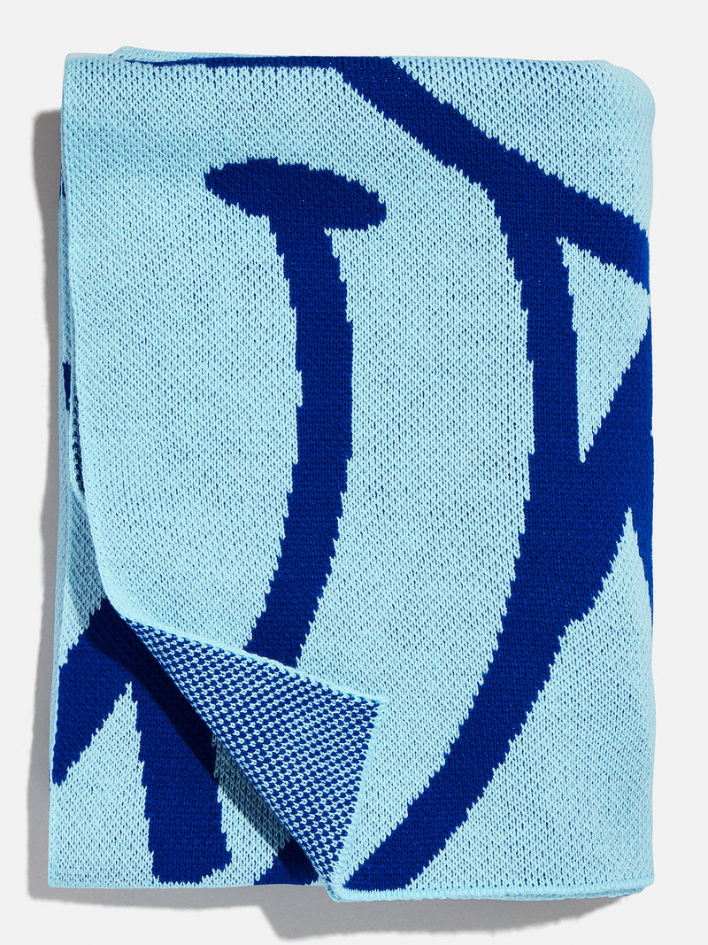 BaubleBar Show Me A Smile Custom Blanket - Light Blue / Dark Blue - Get Gifting: Enjoy 20% Off​