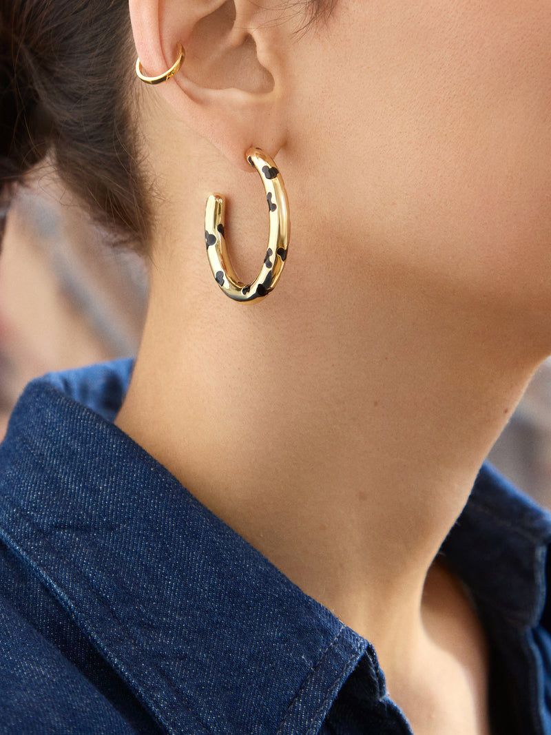 BaubleBar Mickey Mouse Disney Gold Hoop Earrings - Gold/Black - 
    Disney hoop earrings
  
