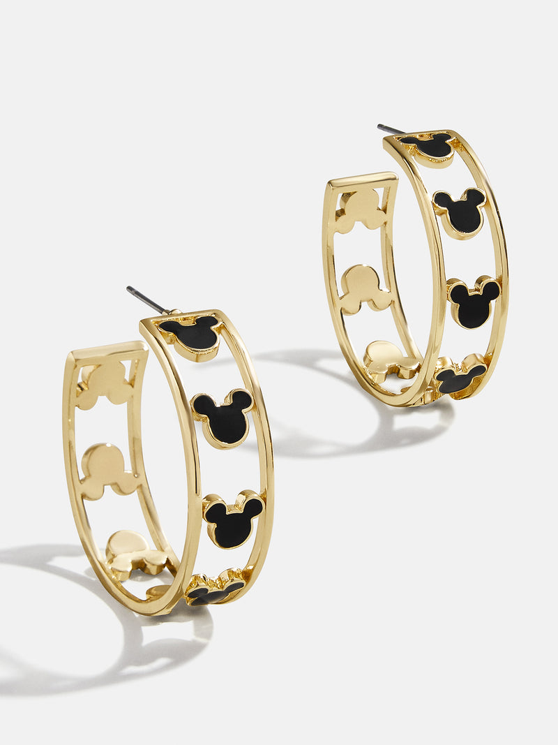 BaubleBar Mickey Mouse Disney Hoop Earrings - Gold/Black - 
    Disney hoop earrings
  
