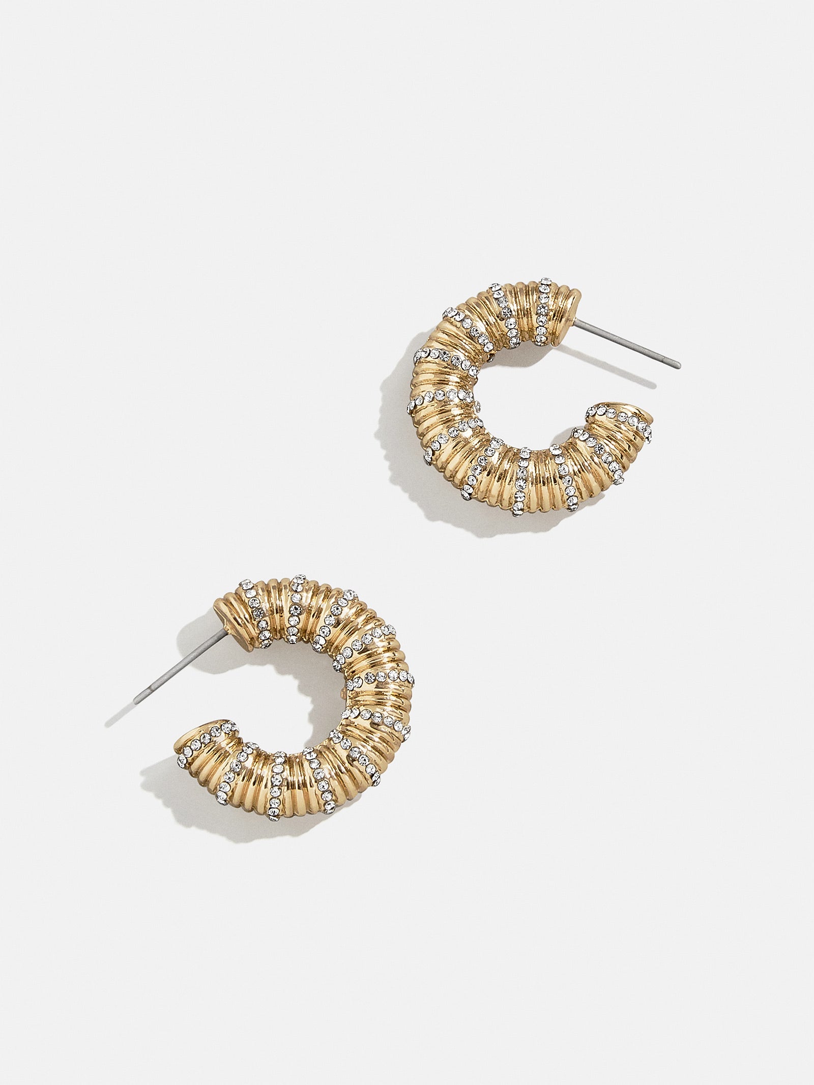 Olympia Earrings - Clear/Gold – Gold pavé hoop earrings – BaubleBar