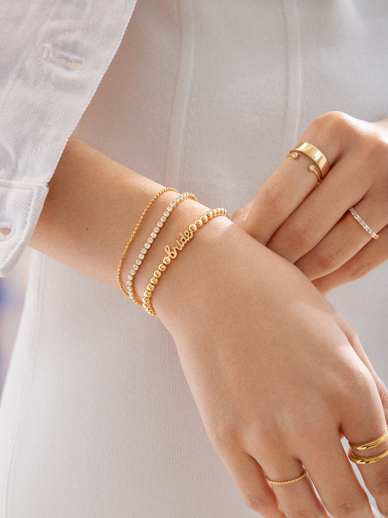 BaubleBar Script Bride Pisa Bracelet - Gold - 
    Gold beaded bridal stretch bracelet
  
