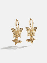 BaubleBar Spread Your Wings Earrings - Gold - 
    Gold butterfly hoop earrings
  
