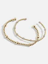 BaubleBar Chloe Bracelet Set - Clear/Gold - 
    Set of two gold pavé cuff bracelets
  
