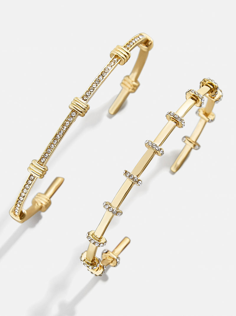 BaubleBar Sabrina Bracelet Set - Clear/Gold - 
    Set of two gold pavé cuff bracelets
  
