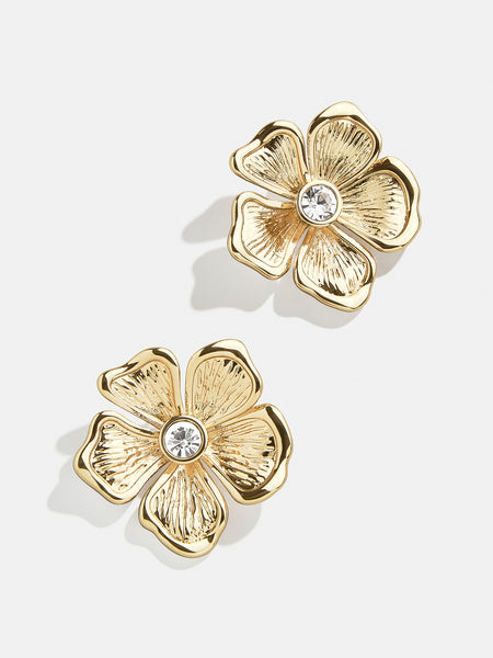 Baby Bloomer Earrings Clear Gold Gold flower stud earrings BaubleBar
