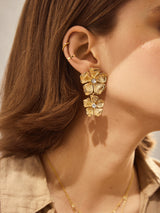 BaubleBar Take Your Pick Earrings - Clear/Gold - 
    Gold flower statement earrings
  
