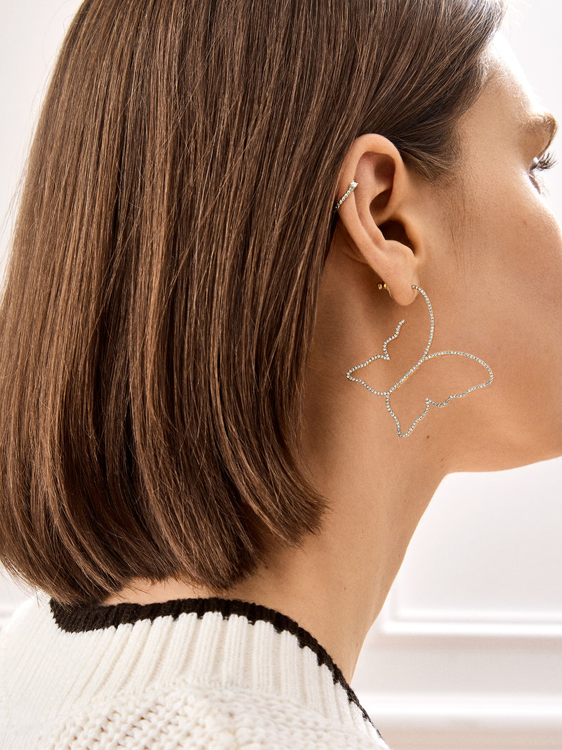 BaubleBar Take Flight Earrings - Clear/Gold - 
    Gold pavé butterfly outline earrings
  
