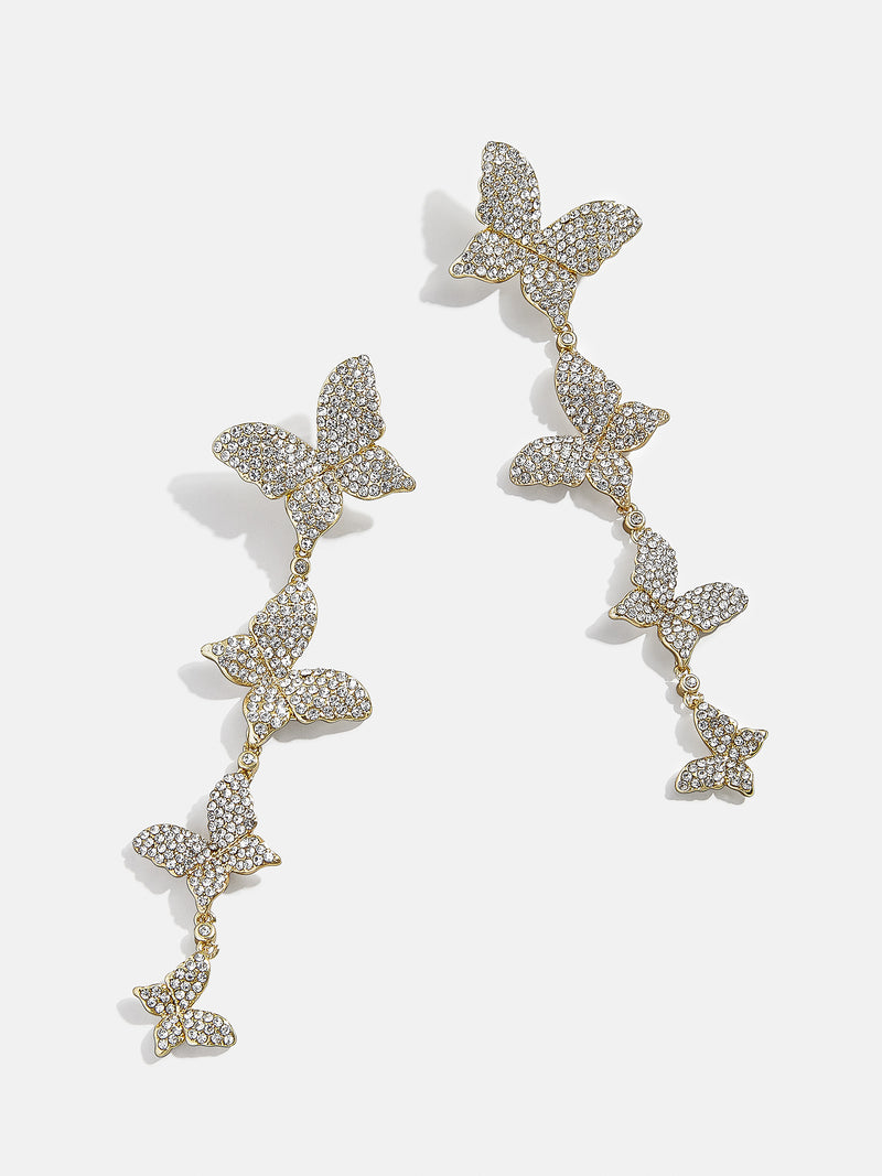 BaubleBar Free As Can Be Earrings - Clear/Gold - 
    Gold pavé butterfly drop earrings
  

