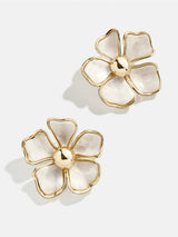 BaubleBar Baby Bloomer Earrings - White/Gold - 
    Gold flower stud earrings
  
