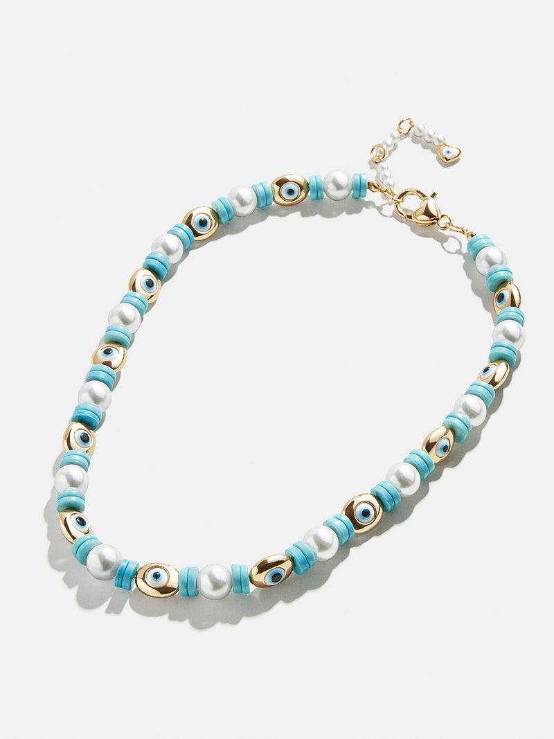 BaubleBar Lindsey Necklace - Turquoise - 
    Mixed stone evil eye chain necklace
  
